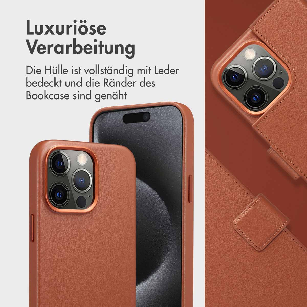 Accezz Leather Bookcase 2-in-1 met MagSafe Apple iPhone 15 Pro Max - Sienna Brown