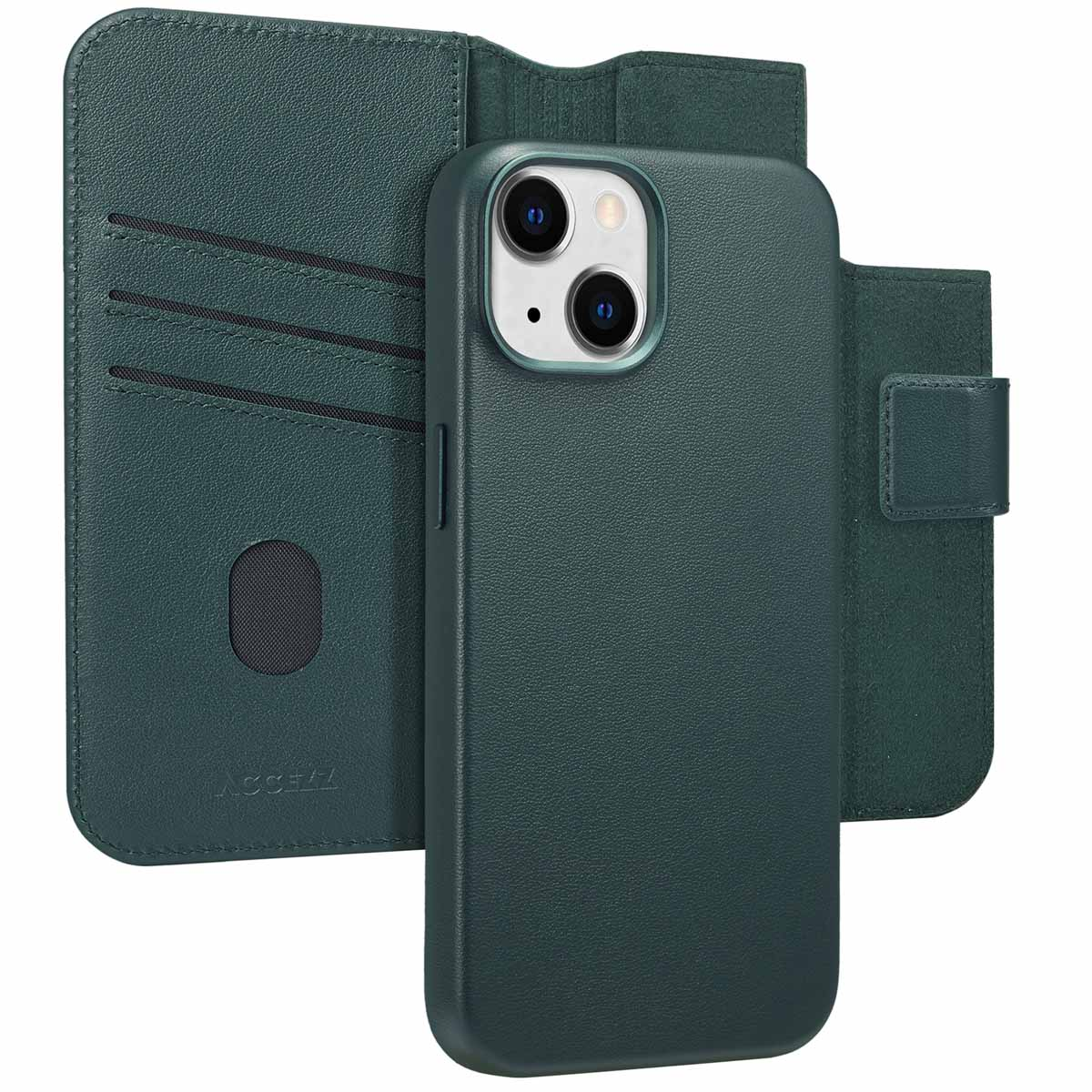 Accezz Leather Bookcase 2-in-1 met MagSafe Apple iPhone 14 - Cedar Green