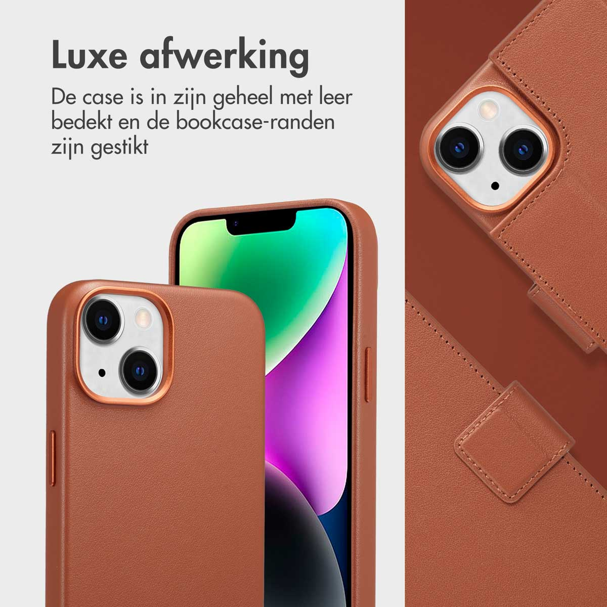 Accezz Leather Bookcase 2-in-1 met MagSafe Apple iPhone 14 - Sienna Brown