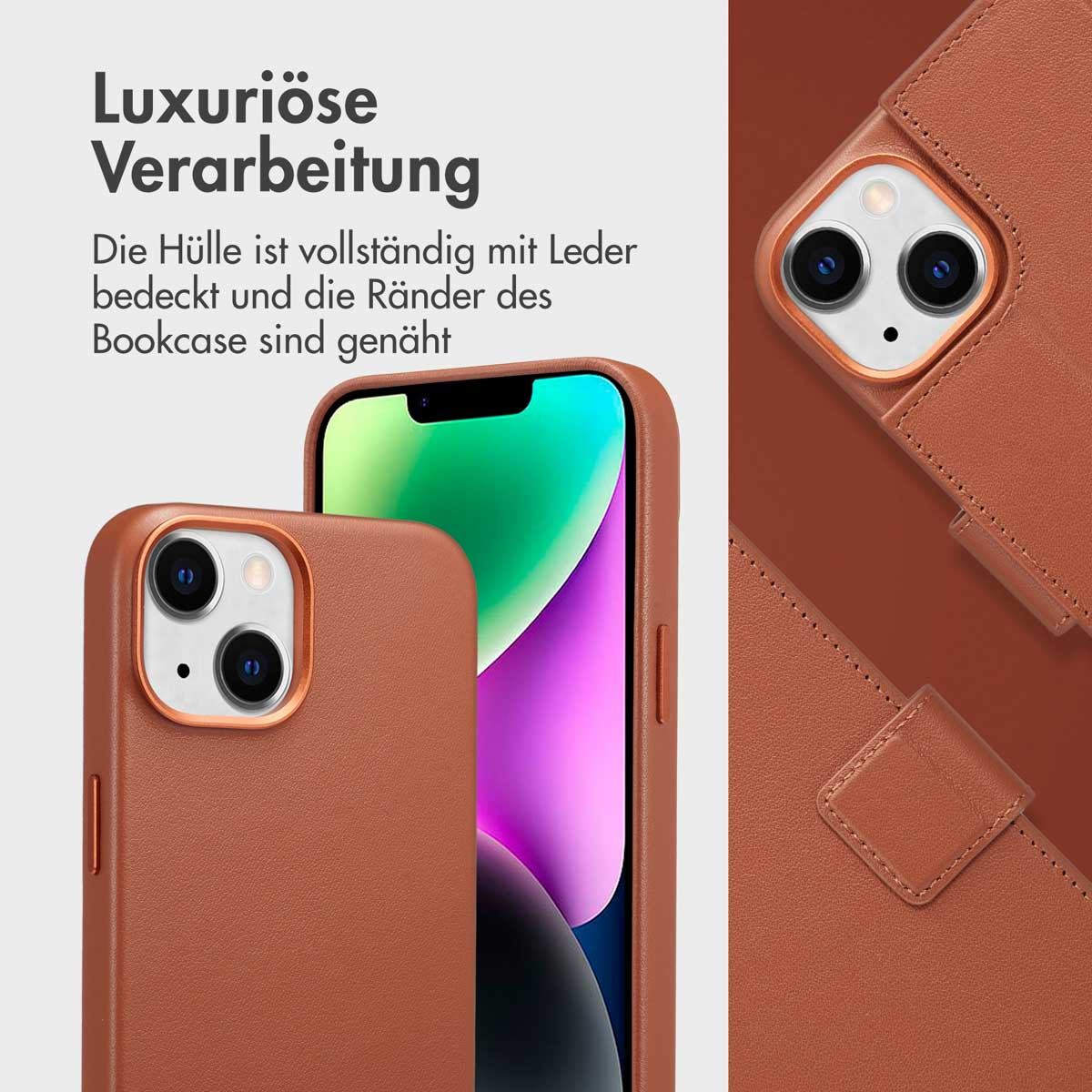 Accezz Leather Bookcase 2-in-1 met MagSafe Apple iPhone 14 - Sienna Brown