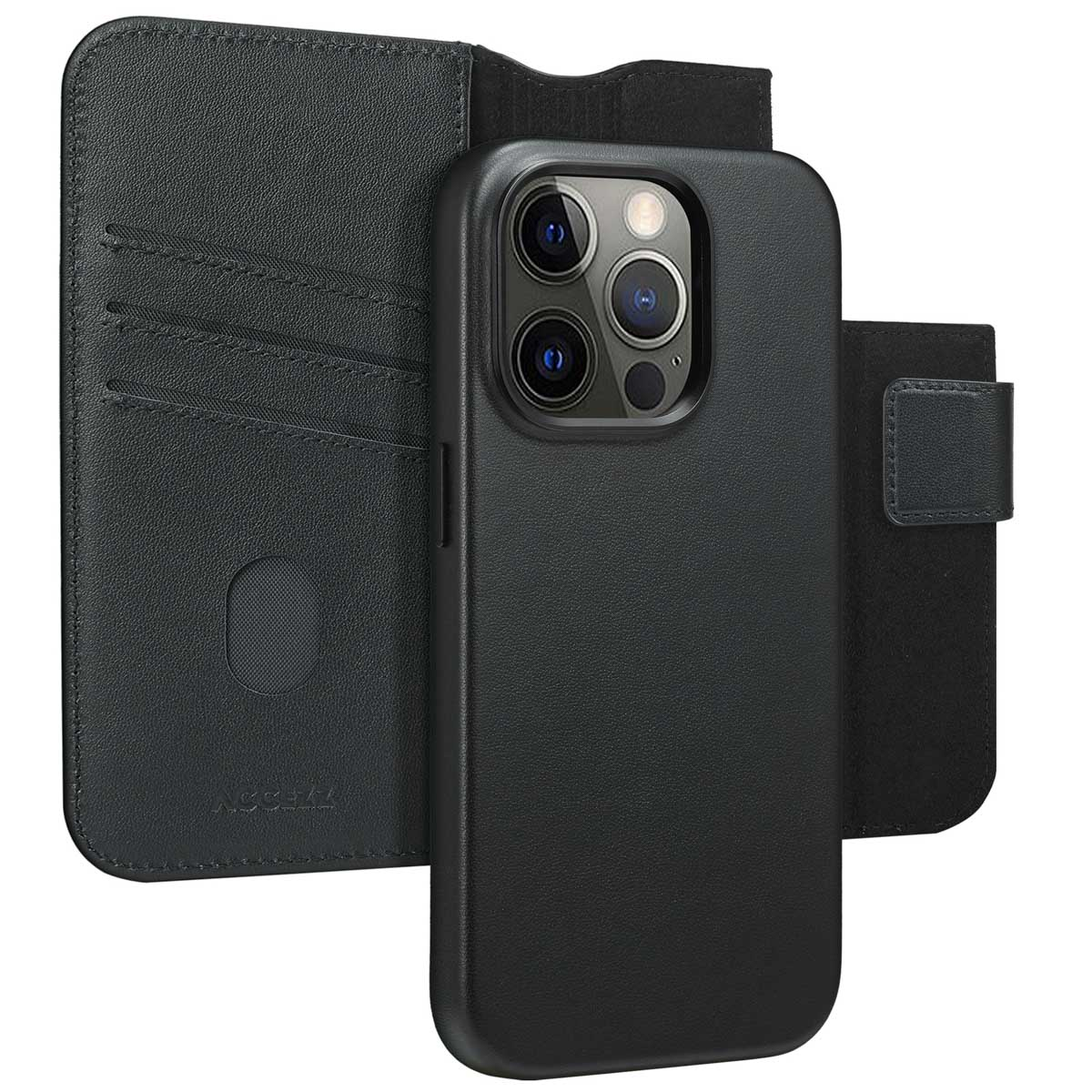 Accezz Leather Bookcase 2-in-1 met MagSafe Apple iPhone 14 Pro - Onyx Black