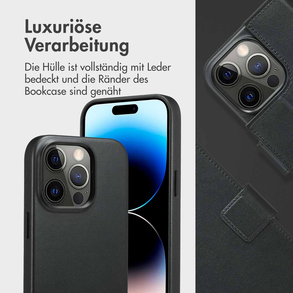 Accezz Leather Bookcase 2-in-1 met MagSafe Apple iPhone 14 Pro - Onyx Black