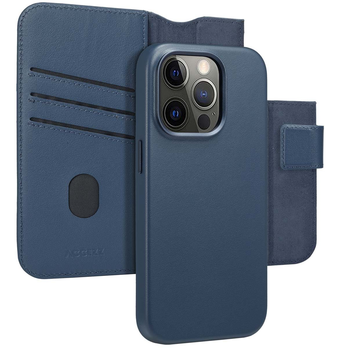 Accezz Leather Bookcase 2-in-1 met MagSafe Apple iPhone 14 Pro - Nightfall Blue