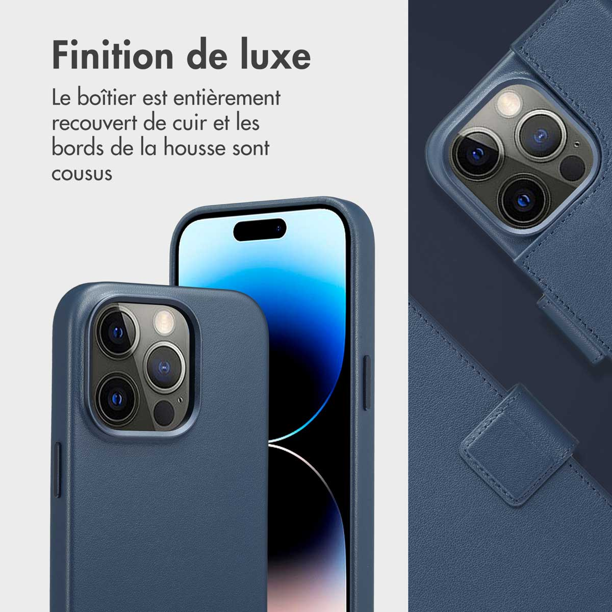 Accezz Leather Bookcase 2-in-1 met MagSafe Apple iPhone 14 Pro - Nightfall Blue