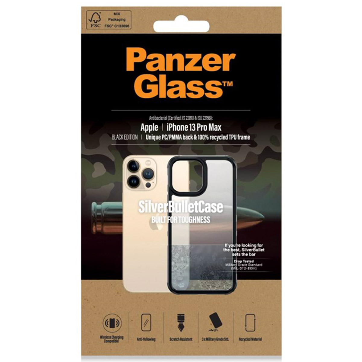 PanzerGlass SilverBullet ClearCase Apple iPhone 13 Pro Max - Zwart