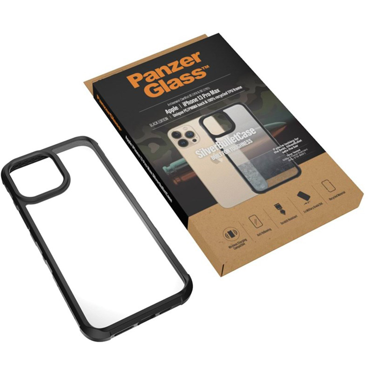 PanzerGlass SilverBullet ClearCase Apple iPhone 13 Pro Max - Zwart