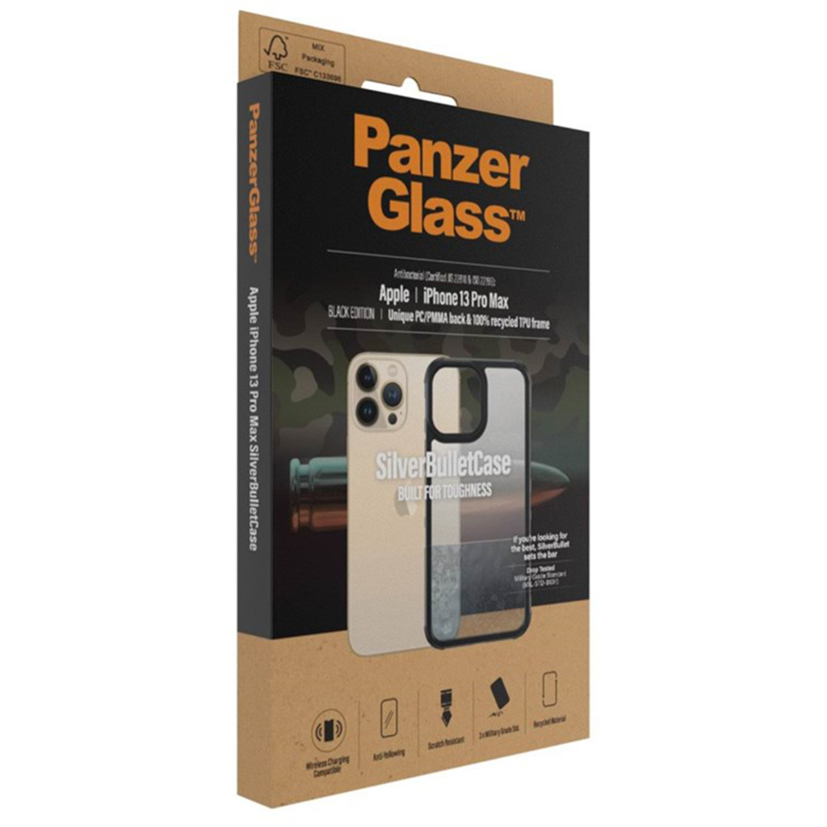 PanzerGlass SilverBullet ClearCase Apple iPhone 13 Pro Max - Zwart