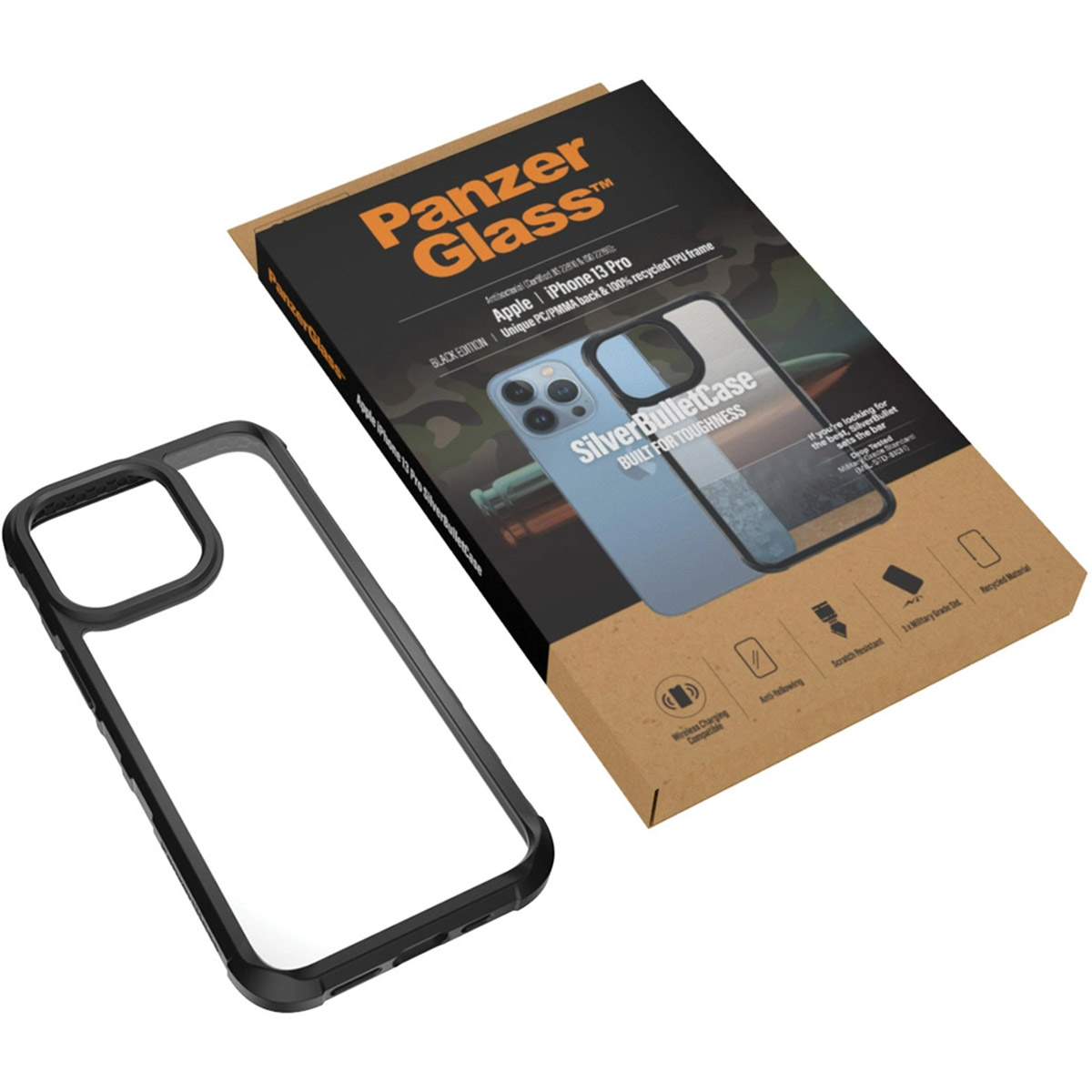 PanzerGlass SilverBullet ClearCase Apple iPhone 13 Pro - Zwart