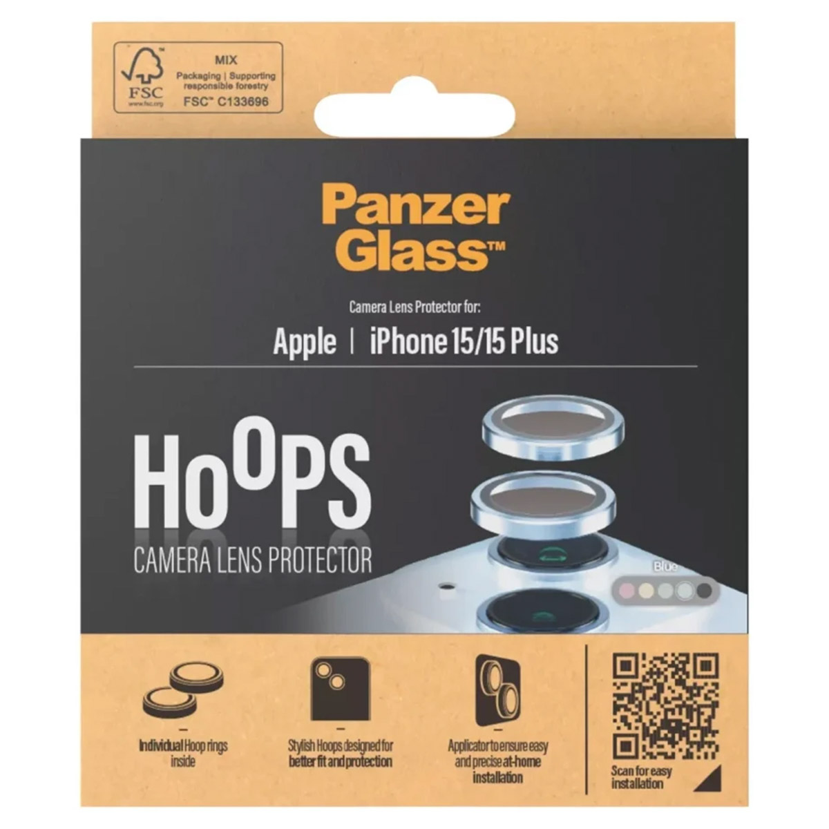 PanzerGlass Camera Protector Hoop Optic Rings Apple iPhone 15 / 15 Plus - Blue