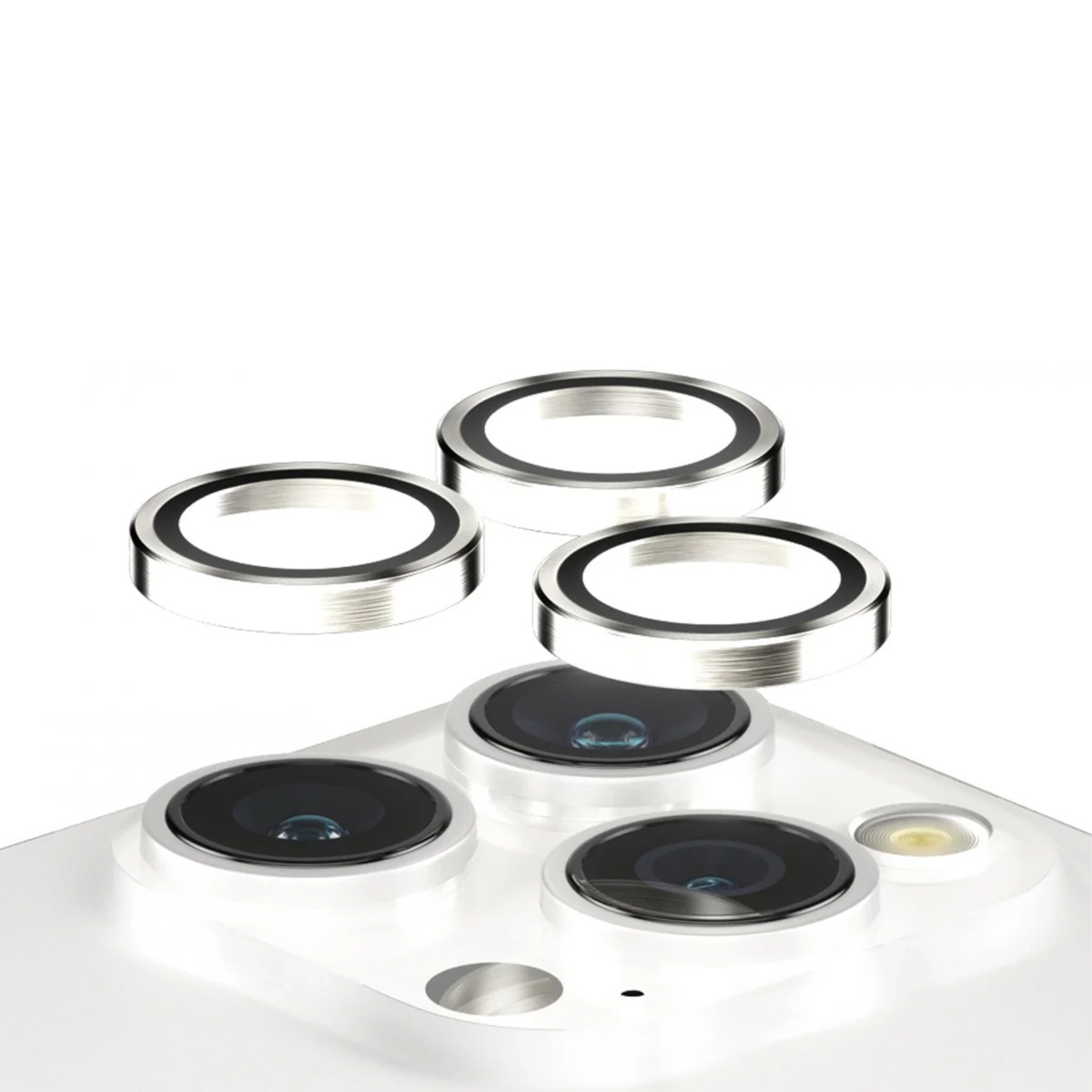 PanzerGlass Camera Protector Hoop Optic Rings Apple iPhone 15 Pro / 15 Pro Max - White Metal