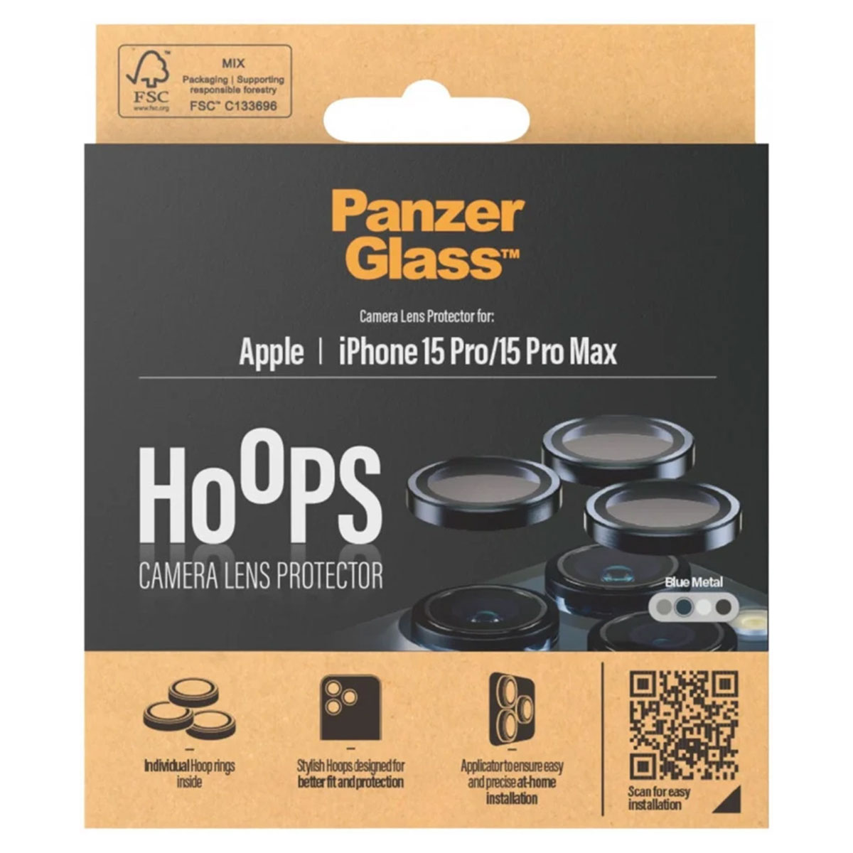 PanzerGlass Camera Protector Hoop Optic Rings Apple iPhone 15 Pro / 15 Pro Max - Blue Metal