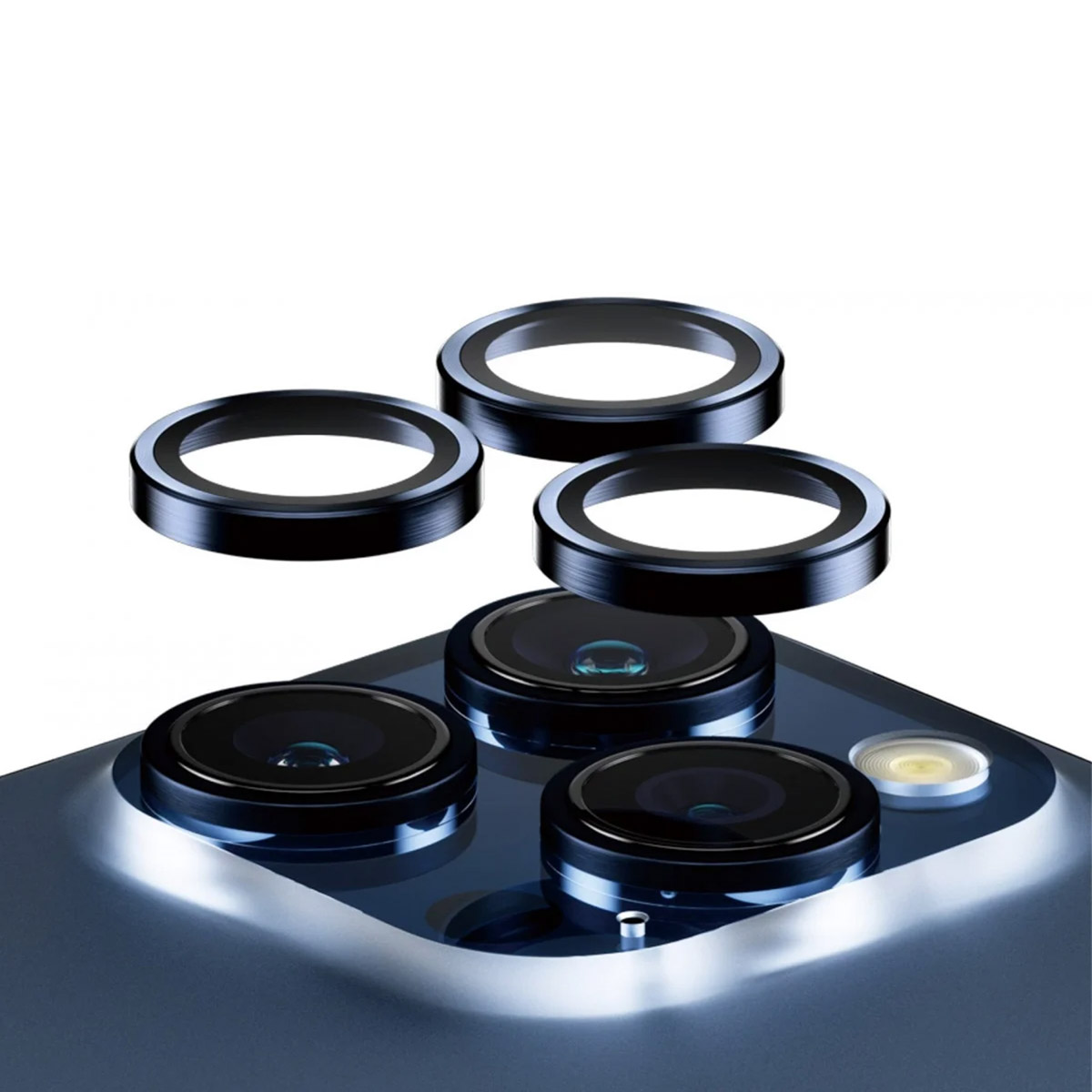 PanzerGlass Camera Protector Hoop Optic Rings Apple iPhone 15 Pro / 15 Pro Max - Blue Metal