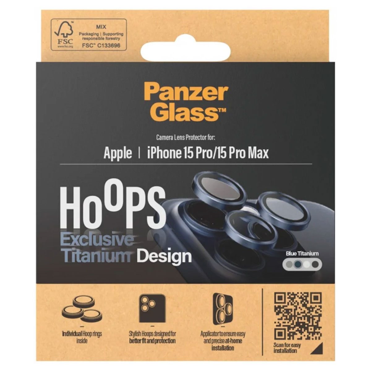 PanzerGlass Camera Protector Hoop Optic Rings Apple iPhone 15 Pro / 15 Pro Max - Blue Titanium