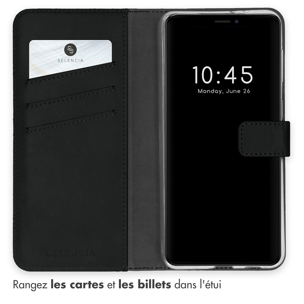 Selencia Echt Lederen Bookcase Apple iPhone 13 - Zwart
