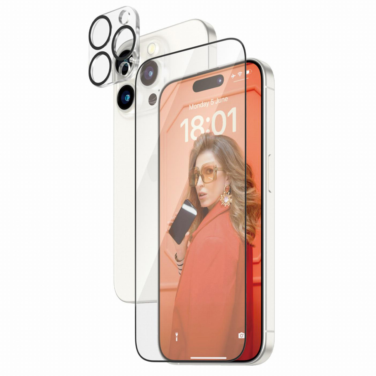 PanzerGlass 2 in 1 pack - Ultra-Wide Fit Anti-Bacterial Screenprotector incl. applicator + Camera Protector Apple iPhone 15 Pro