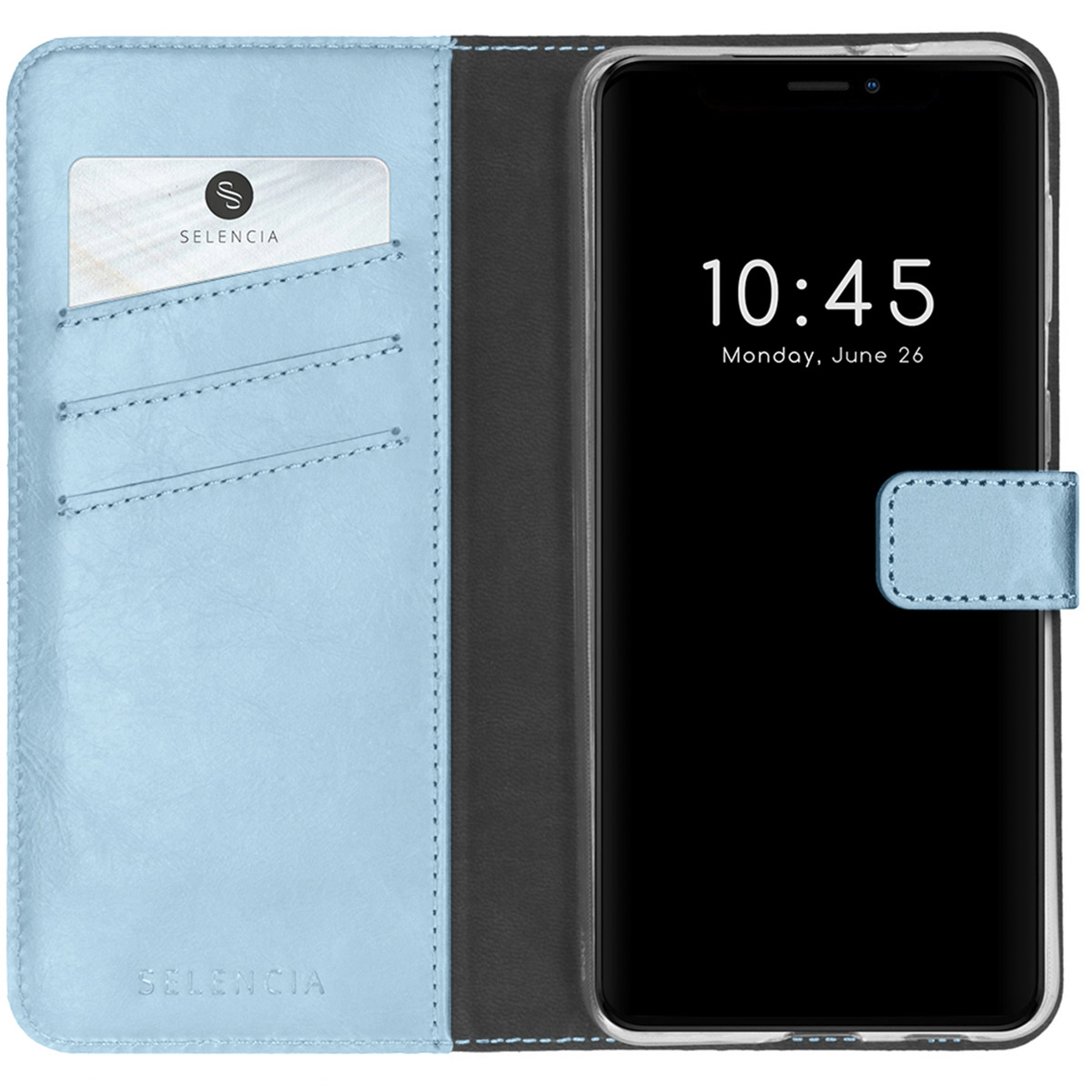 Selencia Echt Lederen Bookcase Apple iPhone 13 Mini - Lichtblauw