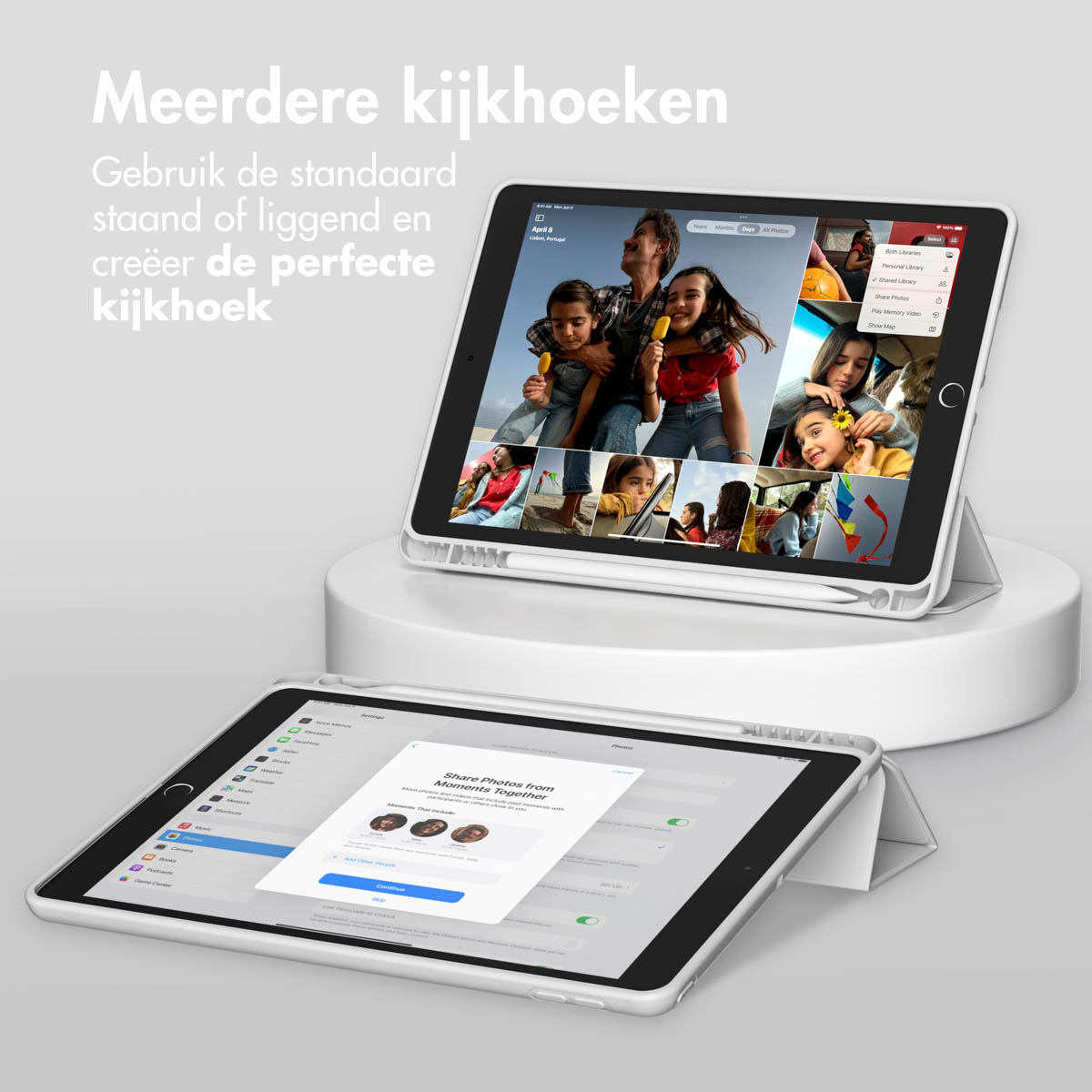Accezz Smart Silicone Bookcase Apple iPad 9 (2021) 10.2 inch / iPad 8 (2020) 10.2 inch / iPad 7 (2019) 10.2 inch - Grijs