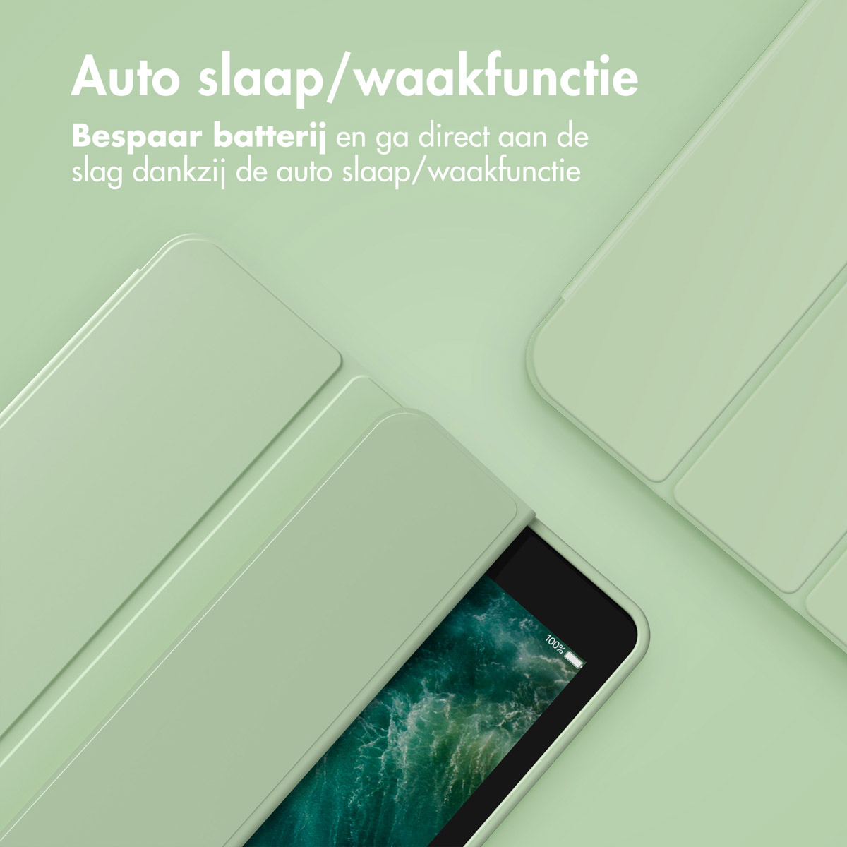Accezz Smart Silicone Bookcase Apple iPad 9 (2021) 10.2 inch / iPad 8 (2020) 10.2 inch / iPad 7 (2019) 10.2 inch - Lichtgroen