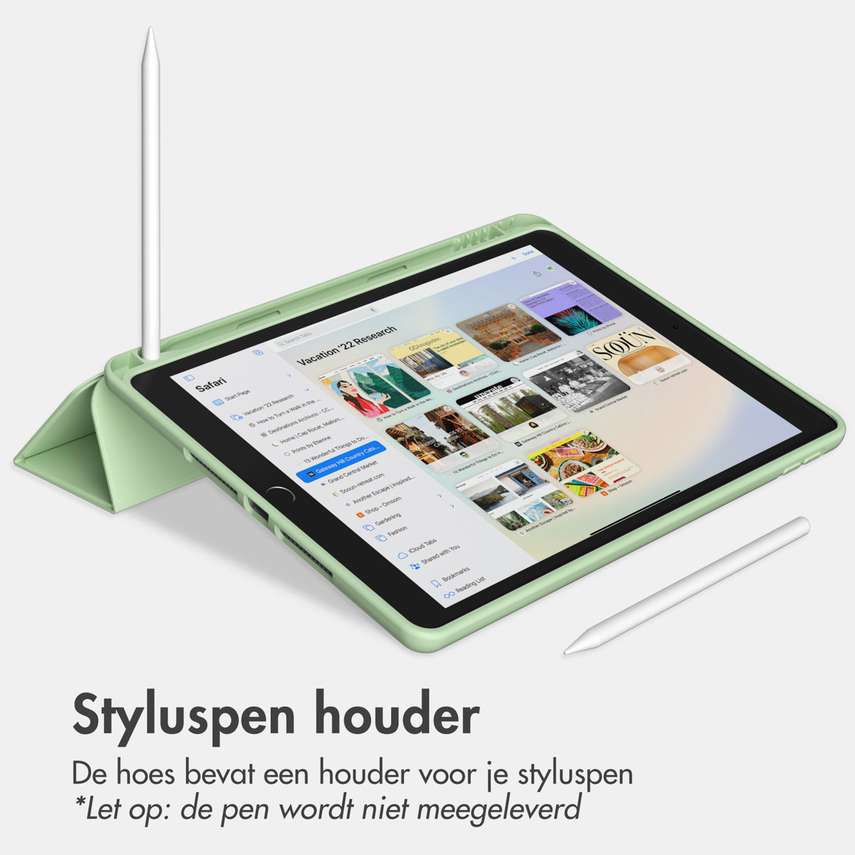 Accezz Smart Silicone Bookcase Apple iPad 9 (2021) 10.2 inch / iPad 8 (2020) 10.2 inch / iPad 7 (2019) 10.2 inch - Lichtgroen