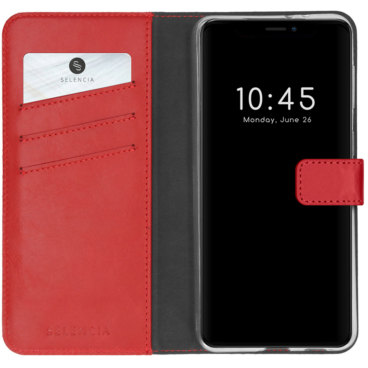 Selencia Echt Lederen Bookcase Apple iPhone 13 Mini - Rood