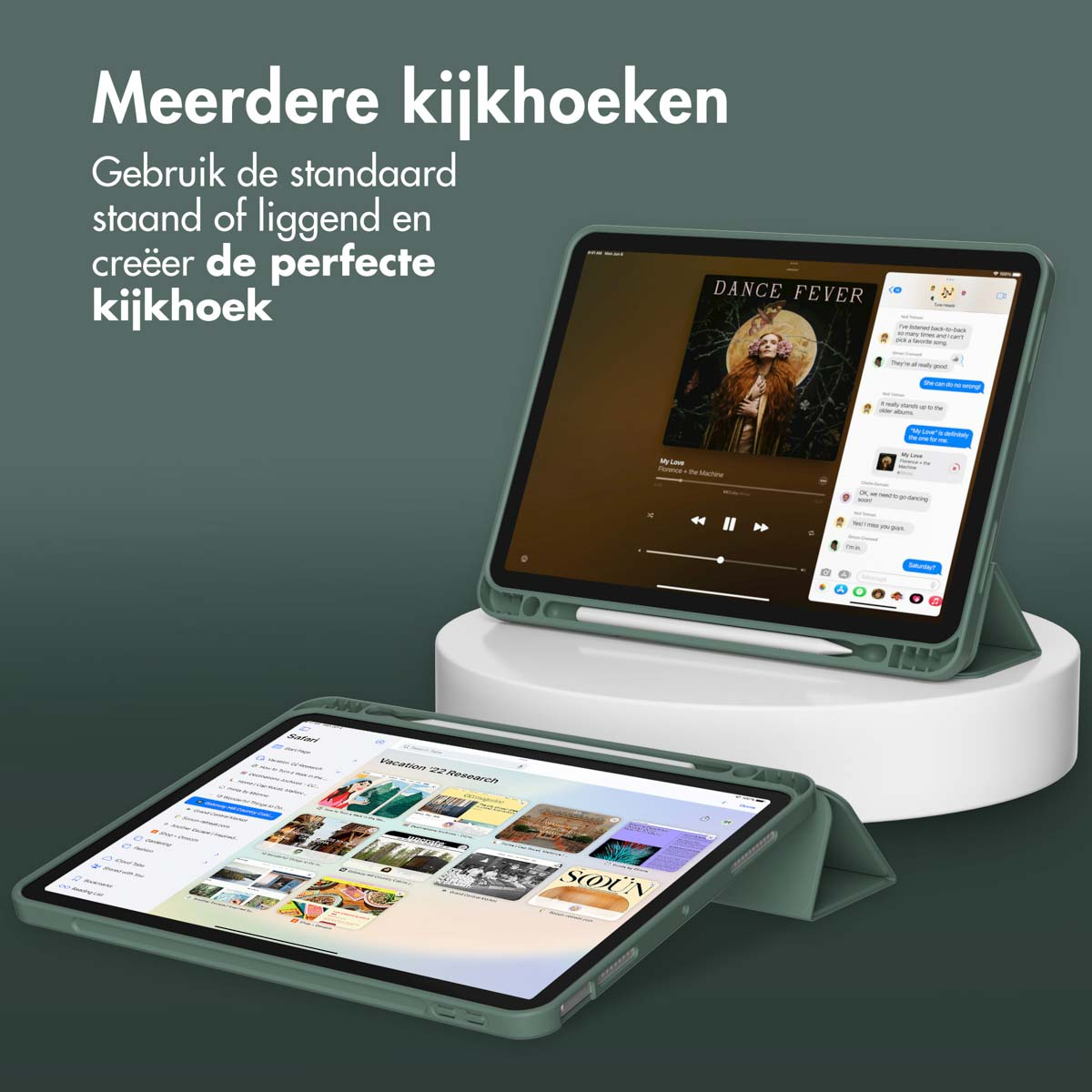 Accezz Smart Silicone Bookcase Apple iPad Air 11 inch (2025) M3 / (2024) M2 / Air 5 (2022) / Air 4 (2020) - Donkergroen