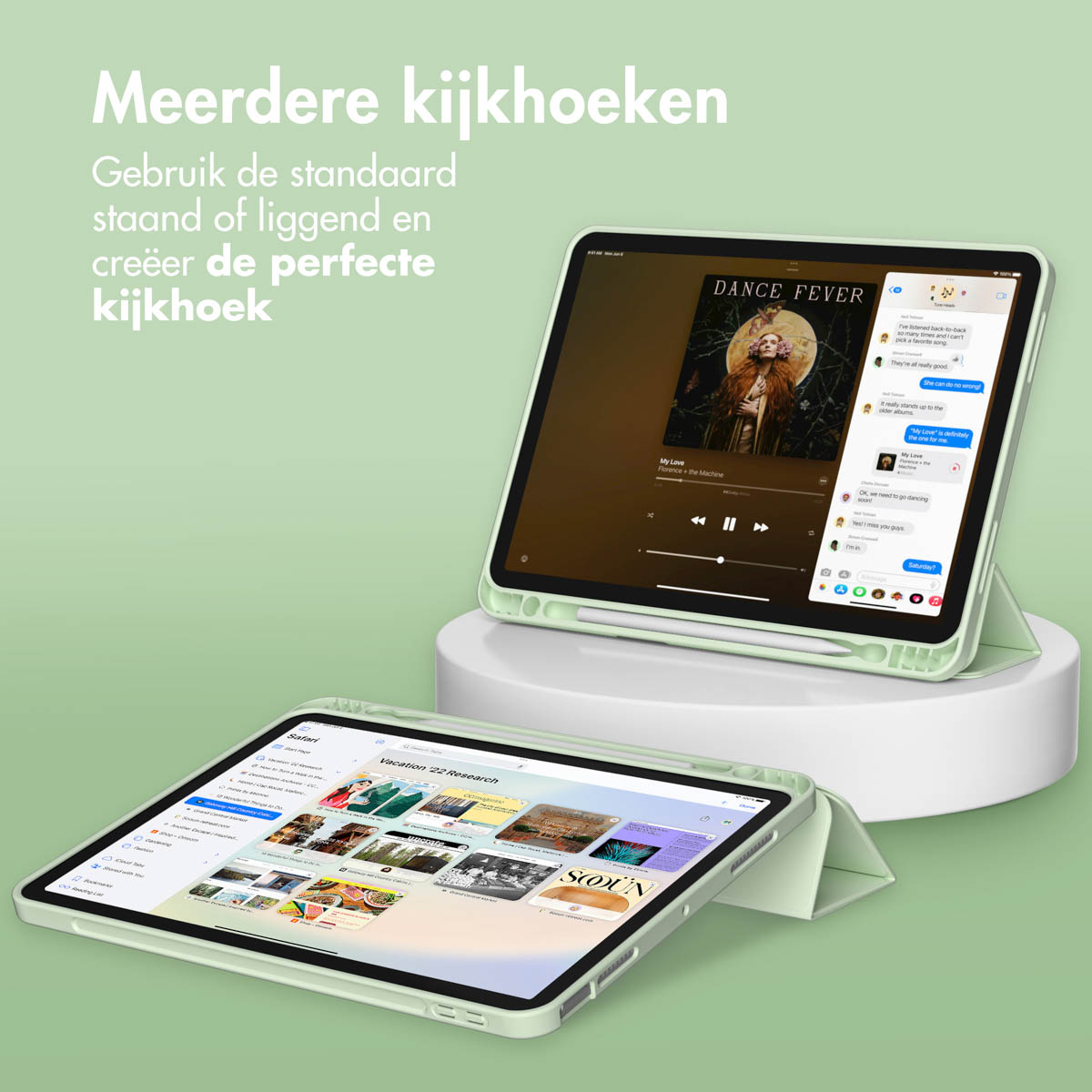 Accezz Smart Silicone Bookcase Apple iPad Air 11 inch (2025) M3 / (2024) M2 / Air 5 (2022) / Air 4 (2020) - Lichtgroen