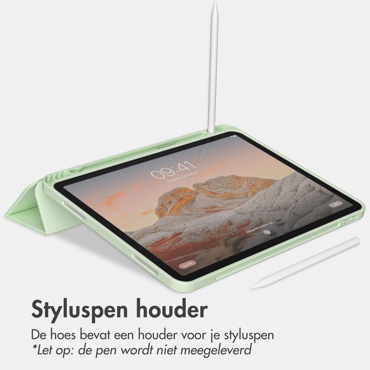 Accezz Smart Silicone Bookcase Apple iPad Air 11 inch (2025) M3 / (2024) M2 / Air 5 (2022) / Air 4 (2020) - Lichtgroen