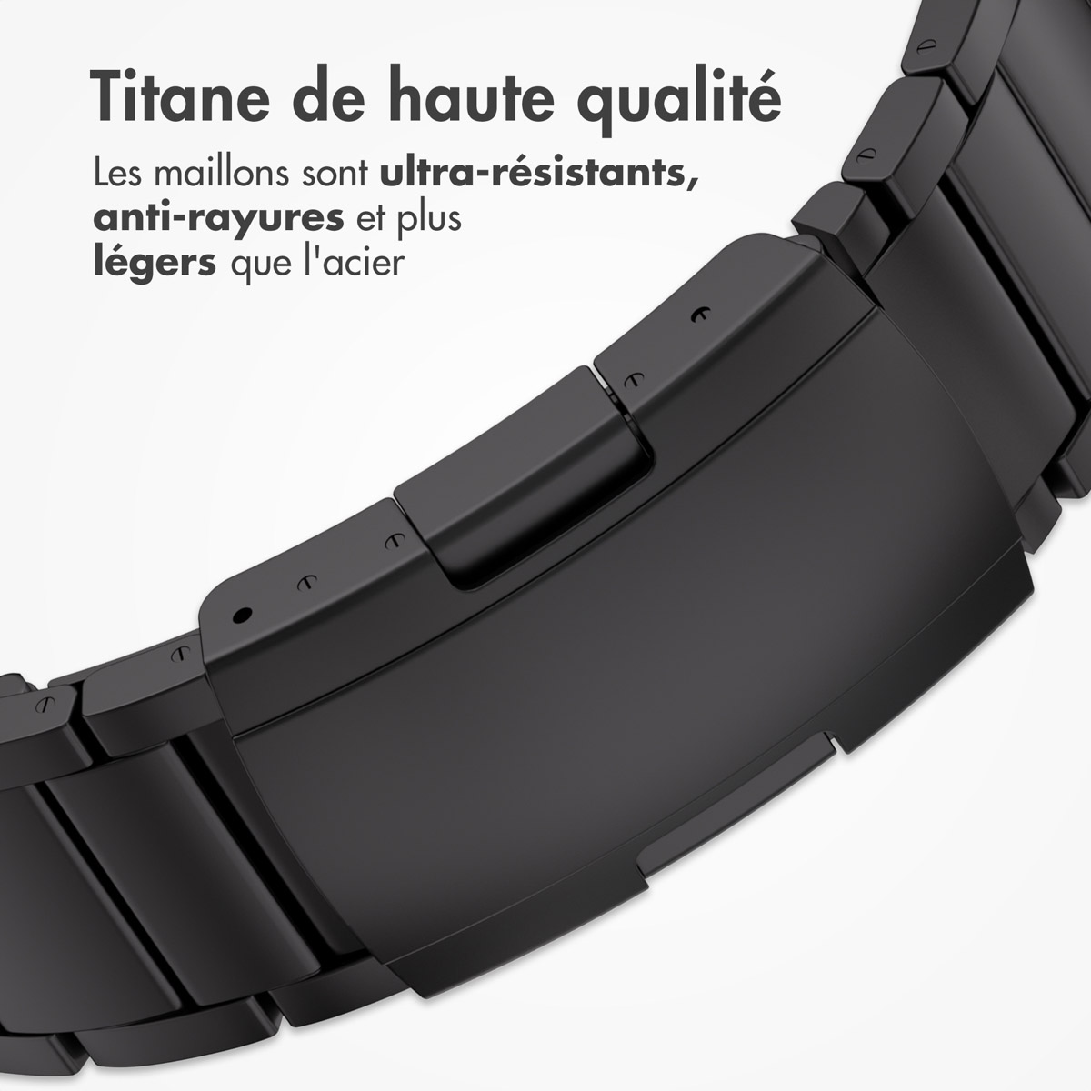 Accezz Mat Titanium bandje Apple Watch Series 1 t/m 9 / SE (38/40/41 mm) | Series 10 (42 mm) - Zwart