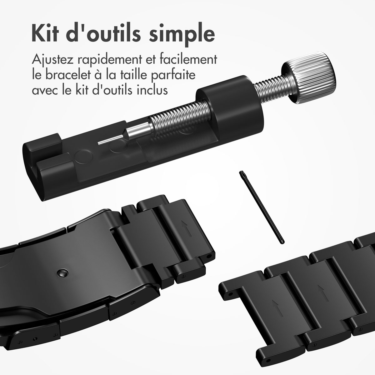 Accezz Mat Titanium bandje Apple Watch Series 1 t/m 9 / SE (38/40/41 mm) | Series 10 (42 mm) - Zwart