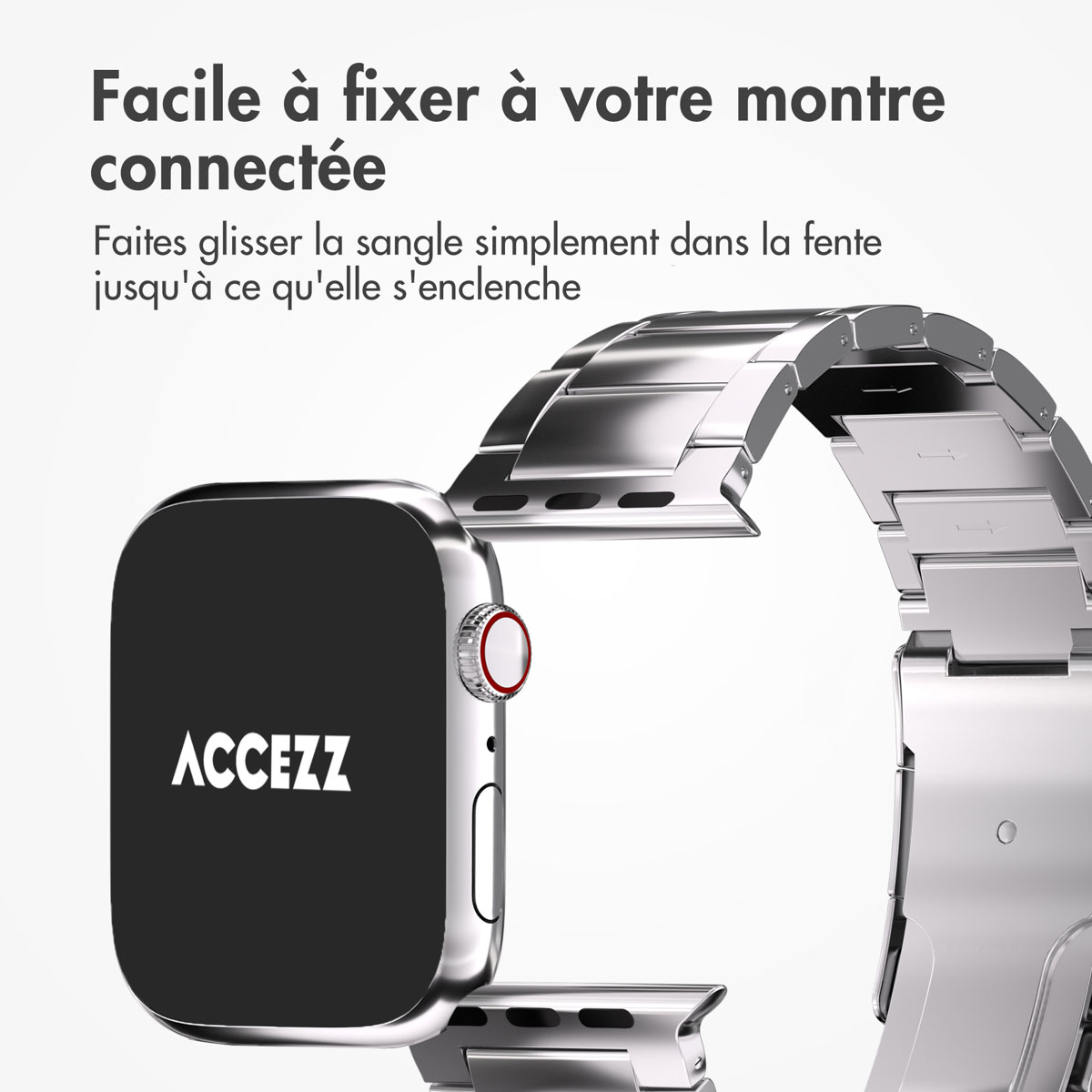Accezz Glans Titanium bandje Apple Watch Series 1 t/m 9 / SE (38/40/41 mm) | Series 10 (42 mm) - Zilver