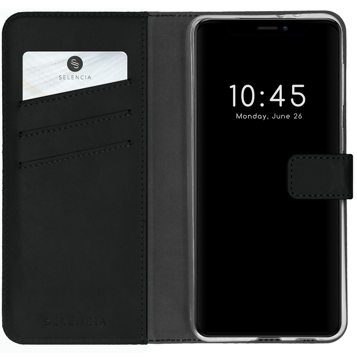 Selencia Echt Lederen Bookcase Apple iPhone 13 Mini - Zwart