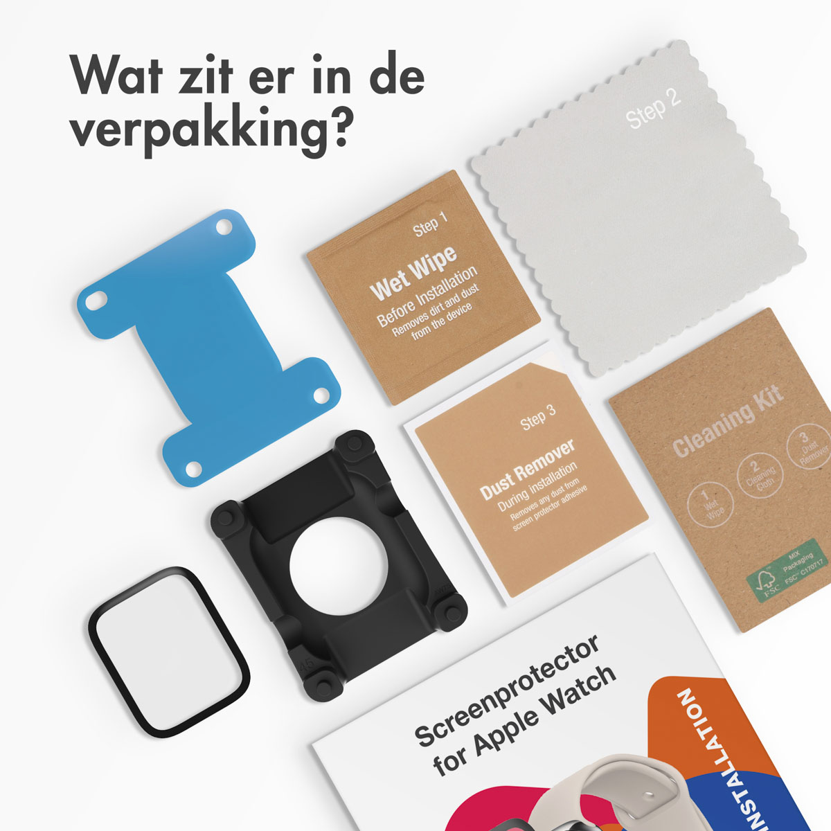 Accezz Screenprotector met applicator Apple Watch Series 1-3 - 42 mm