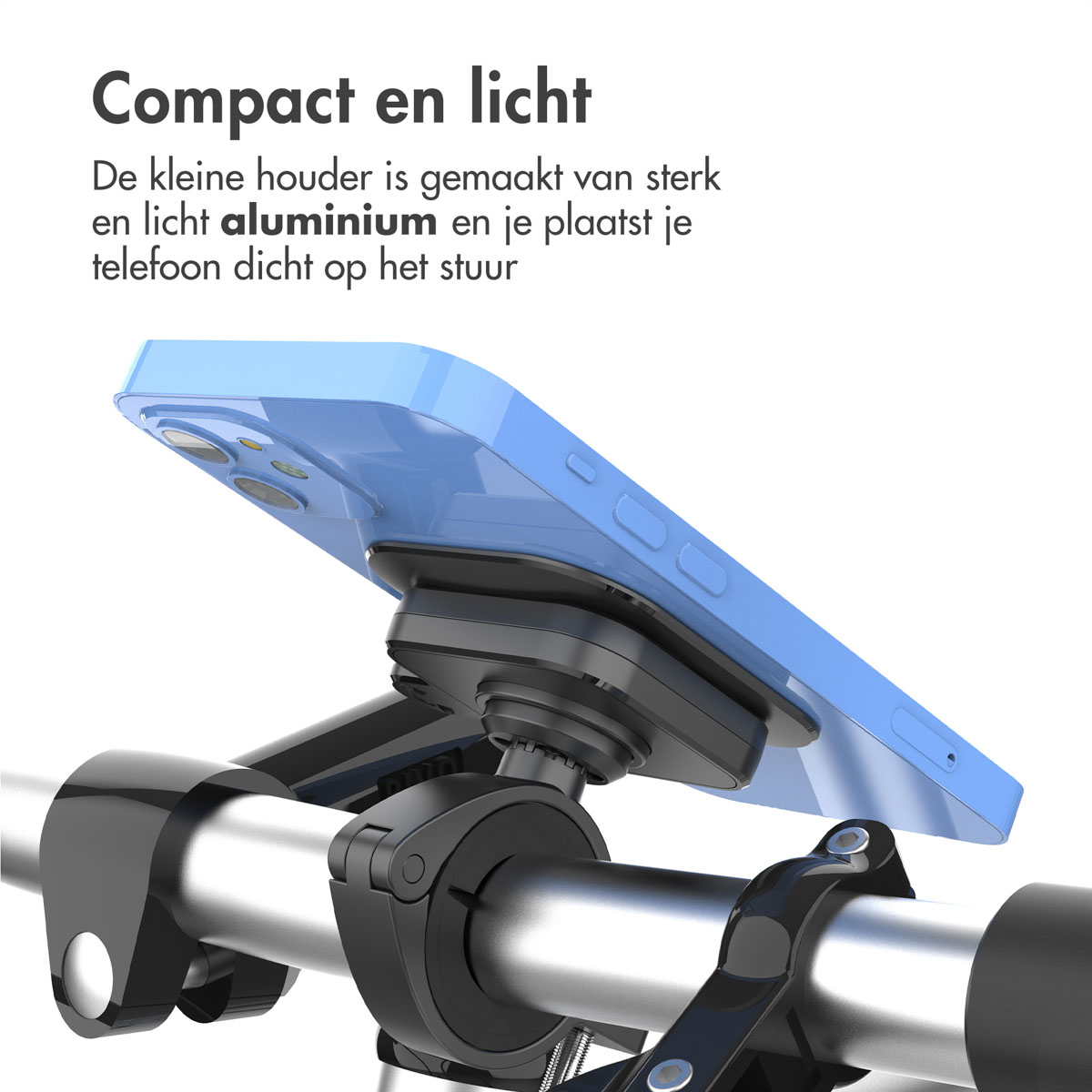 Accezz EasyLock telefoonhouder fiets - inclusief hoesje Apple iPhone 14 - Aluminium - 360 graden draaibaar - Zwart