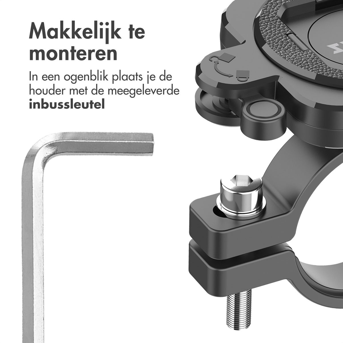 Accezz EasyLock telefoonhouder fiets - inclusief hoesje Apple iPhone 14 - Aluminium - 360 graden draaibaar - Zwart