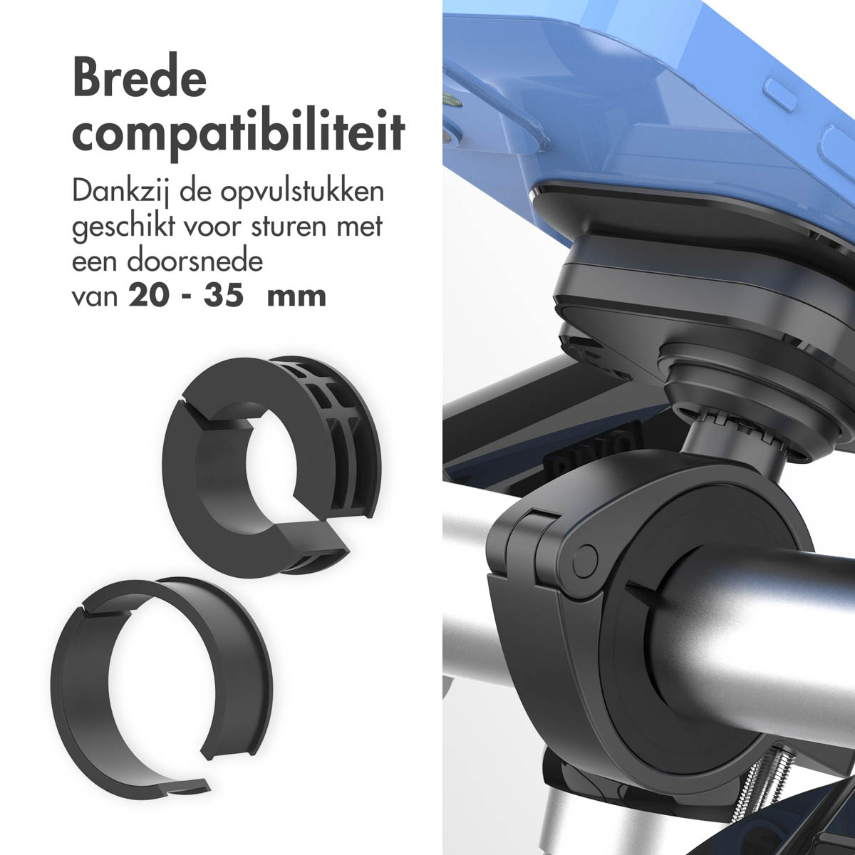 Accezz EasyLock telefoonhouder fiets - inclusief hoesje Apple iPhone 14 Pro - Aluminium - 360 graden draaibaar - Zwart