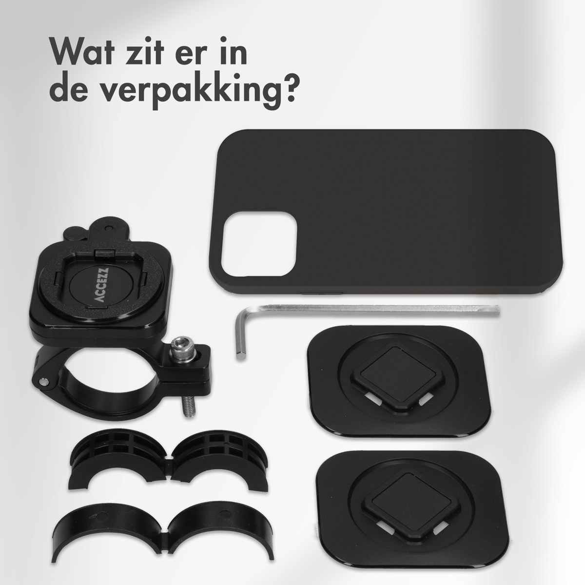 Accezz EasyLock telefoonhouder fiets - inclusief hoesje Apple iPhone 15 Pro - Aluminium - 360 graden draaibaar - Zwart