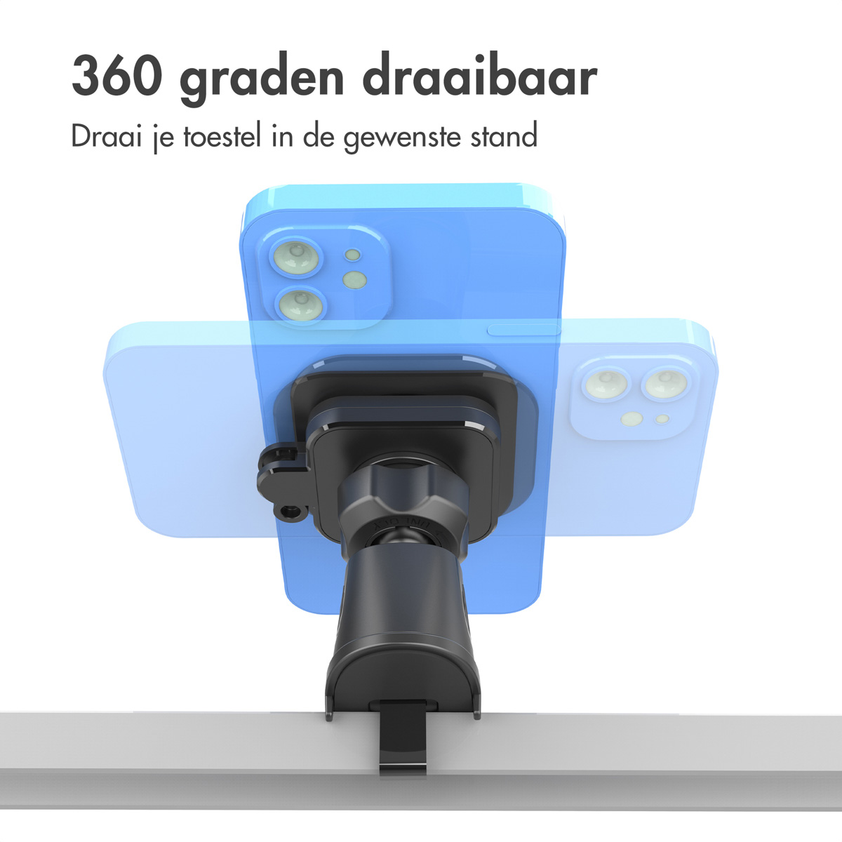 Accezz EasyLock telefoonhouder auto - inclusief hoesje Apple iPhone 15 - Ventilatierooster - 360 graden draaibaar - Zwart