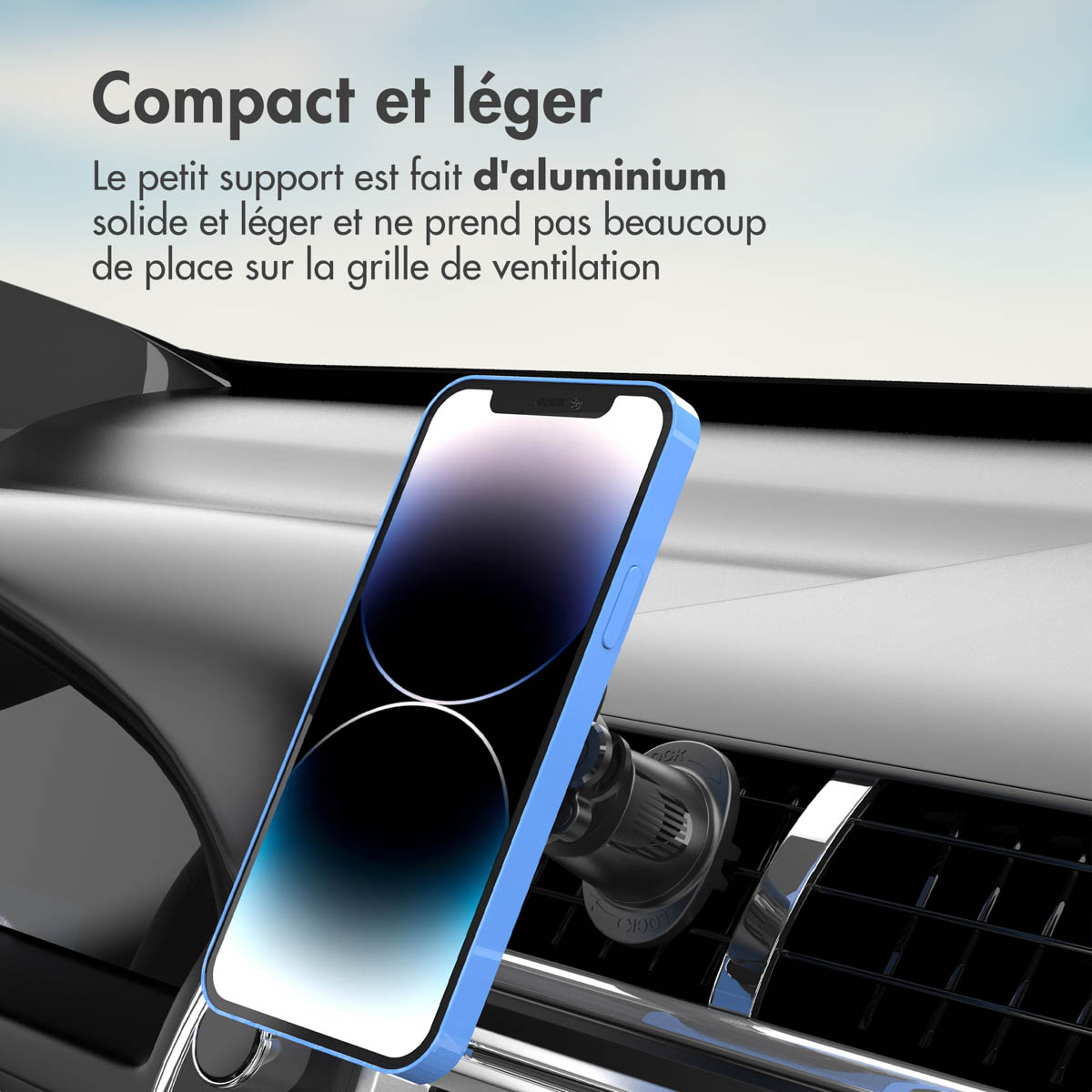 Accezz EasyLock telefoonhouder auto - inclusief hoesje Apple iPhone 15 - Ventilatierooster - 360 graden draaibaar - Zwart