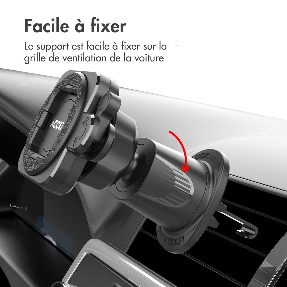 Accezz EasyLock telefoonhouder auto - inclusief hoesje Apple iPhone 15 - Ventilatierooster - 360 graden draaibaar - Zwart