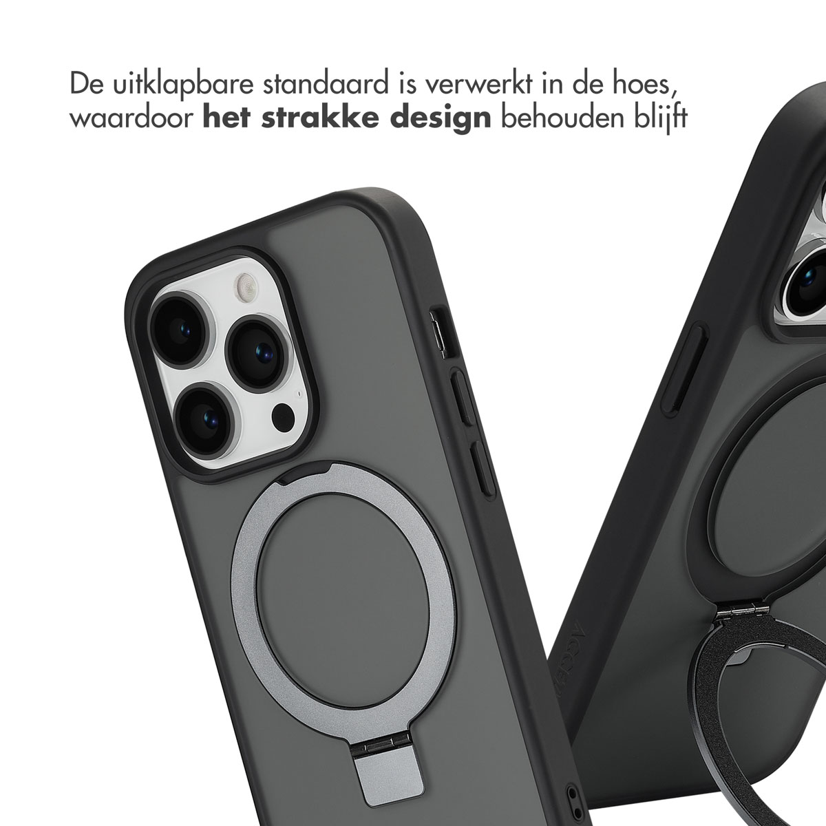 Accezz Ring Stand Backcover met MagSafe Apple iPhone 14 Pro - Zwart