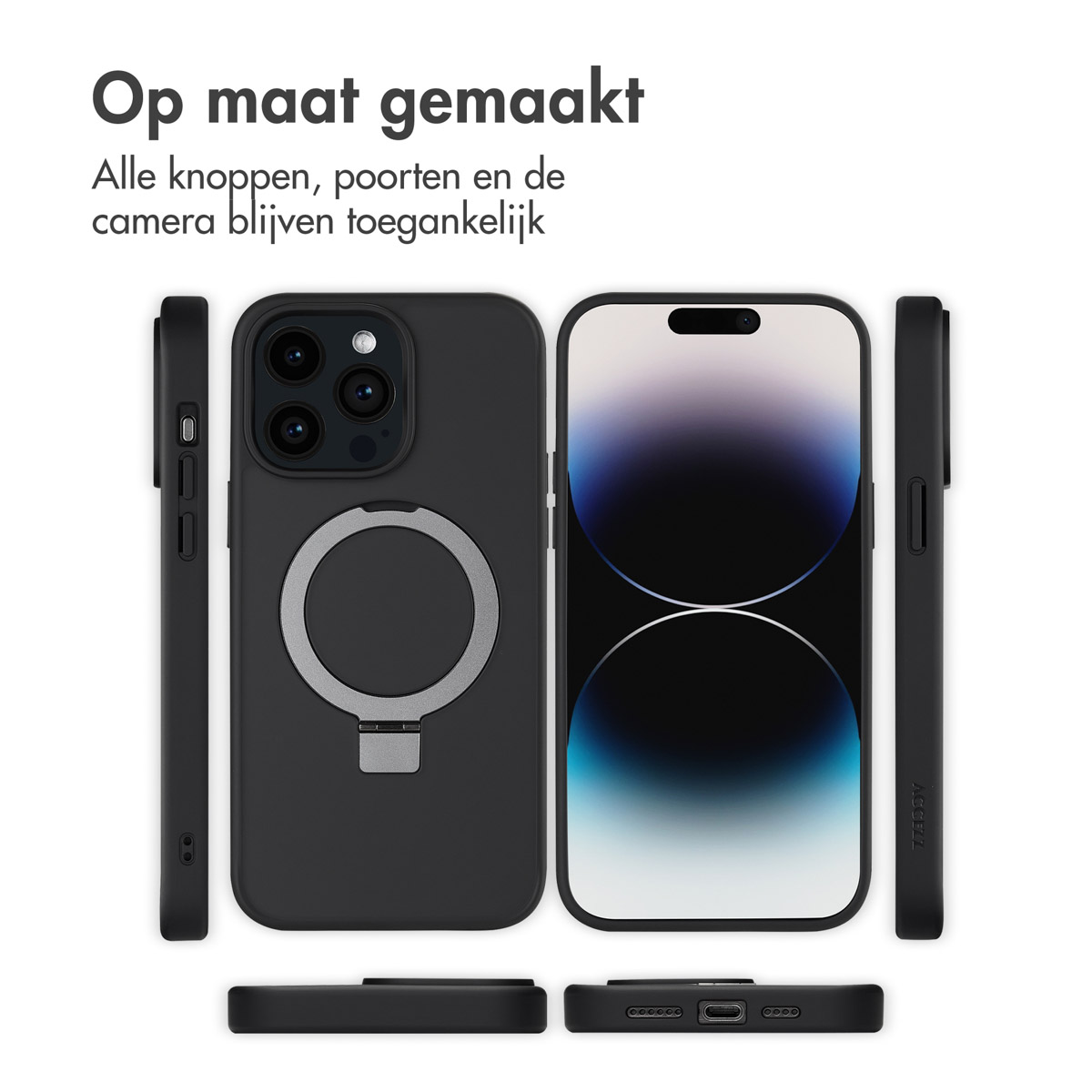 Accezz Ring Stand Backcover met MagSafe Apple iPhone 14 Pro Max - Zwart