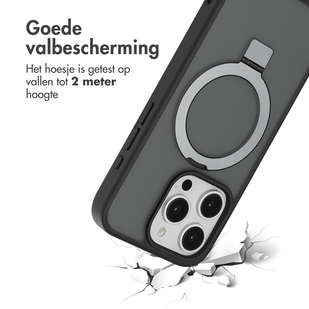 Accezz Ring Stand Backcover met MagSafe Apple iPhone 15 Pro - Zwart