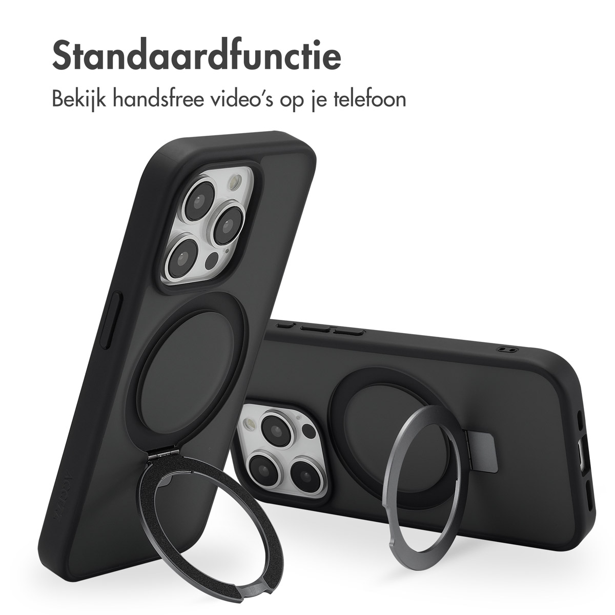 Accezz Ring Stand Backcover met MagSafe Apple iPhone 15 Pro - Zwart