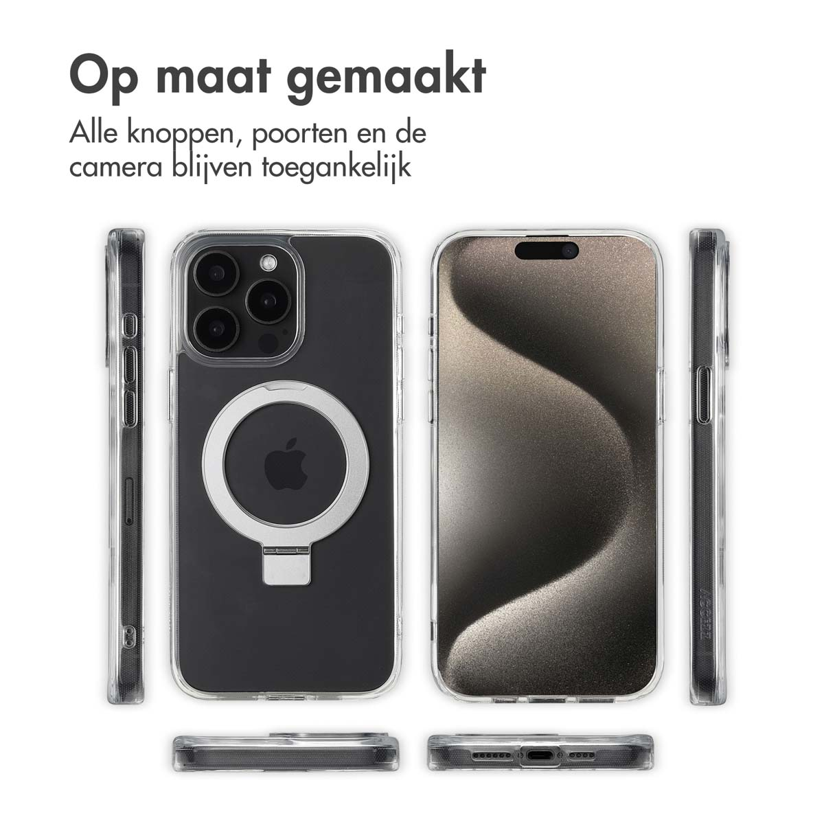 Accezz Ring Stand Backcover met MagSafe Apple iPhone 15 Pro Max - Transparant