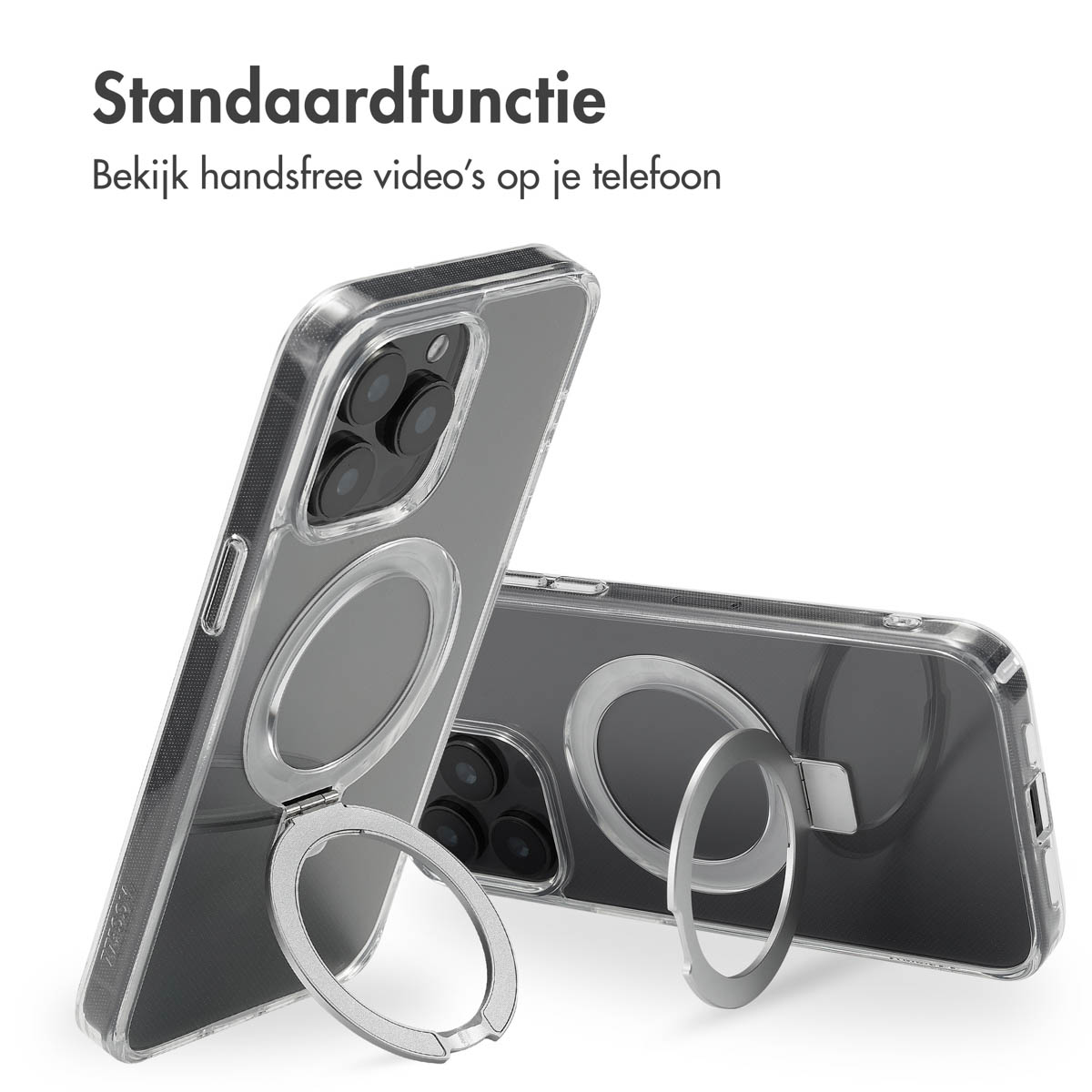 Accezz Ring Stand Backcover met MagSafe Apple iPhone 15 Pro Max - Transparant