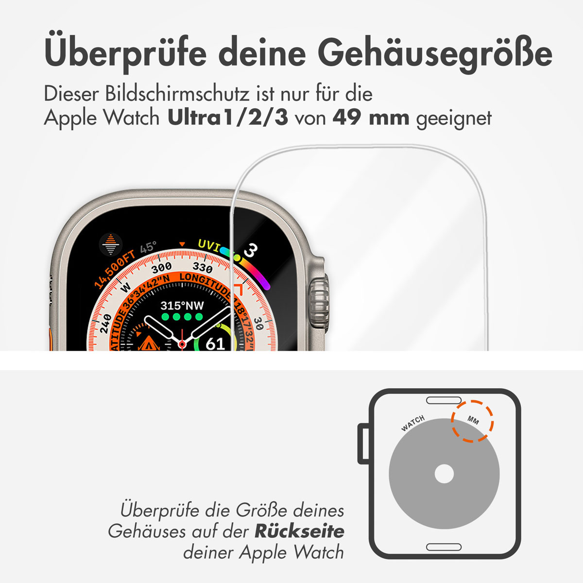Accezz Gehard glas screenprotector met applicator Apple Watch Ultra (2) - 49 mm