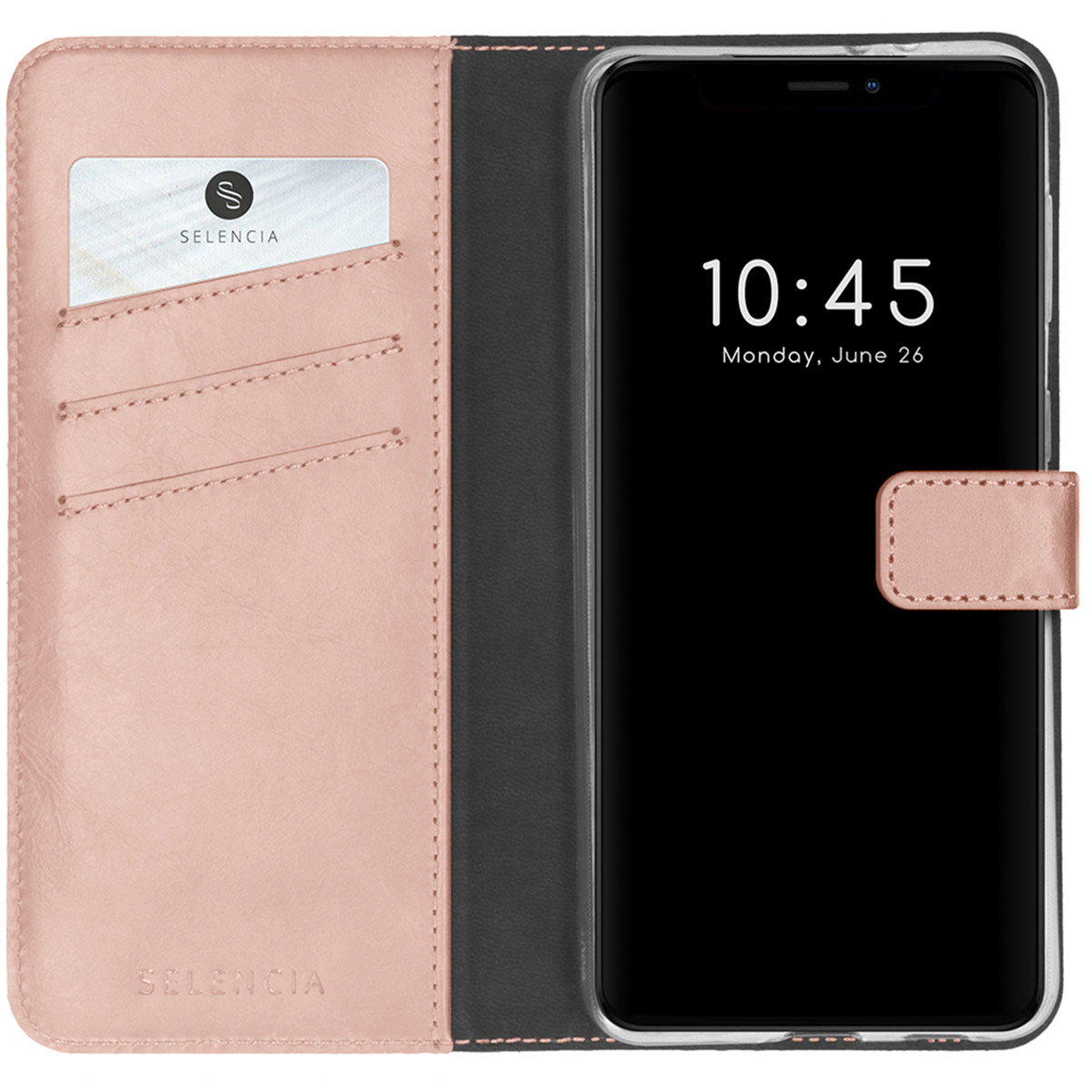 Selencia Echt Lederen Bookcase Apple iPhone 13 Pro Max - Roze