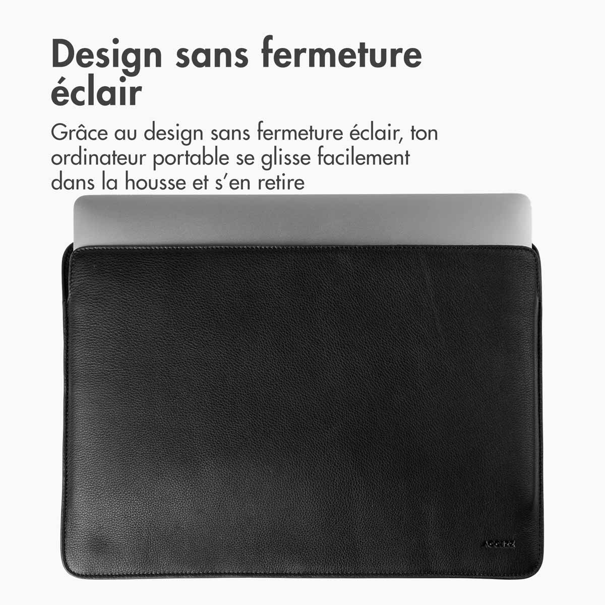 Accezz Leather Laptop hoes MacBook 14 inch - Laptopsleeve - Zwart