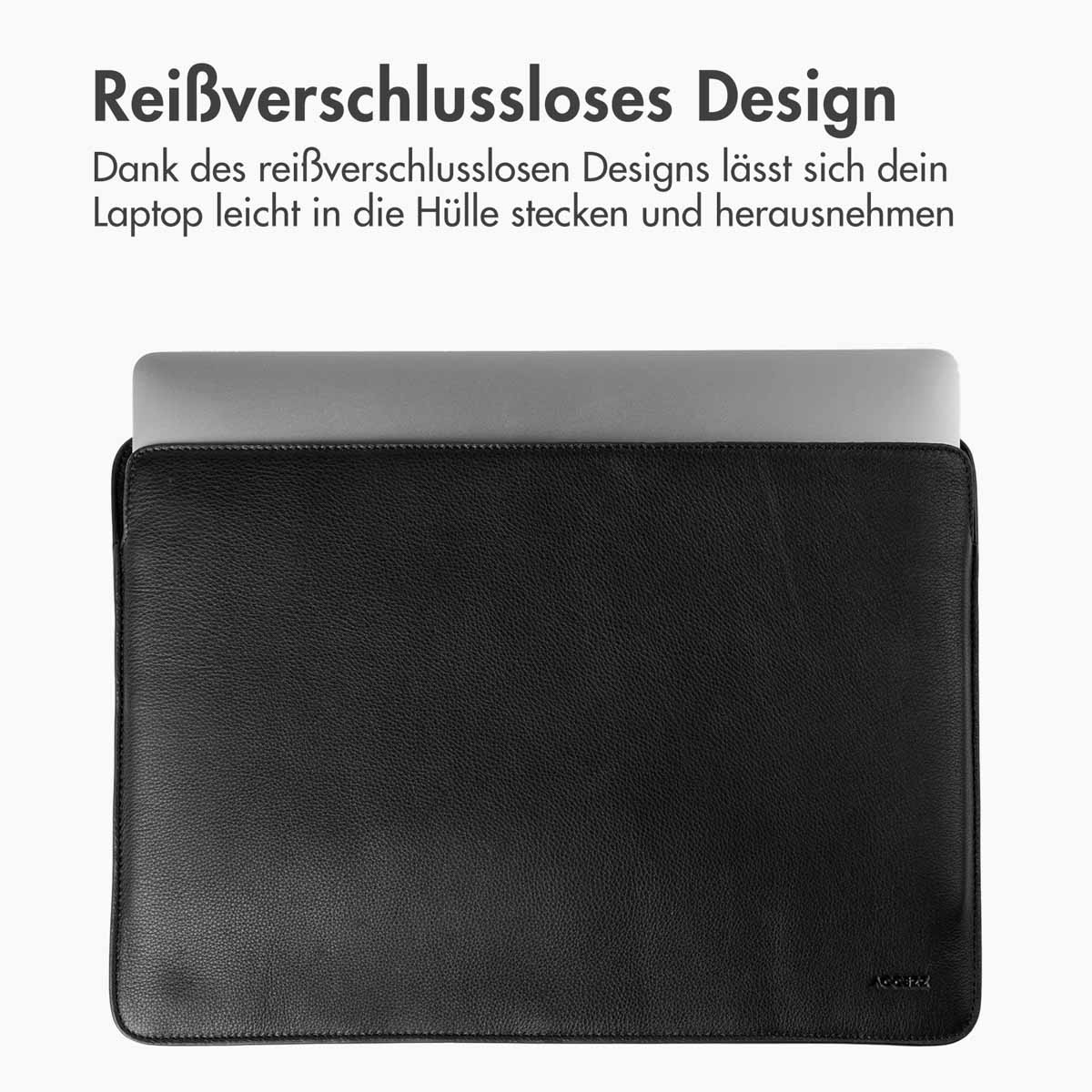 Accezz Leather Laptop hoes MacBook 14 inch - Laptopsleeve - Zwart