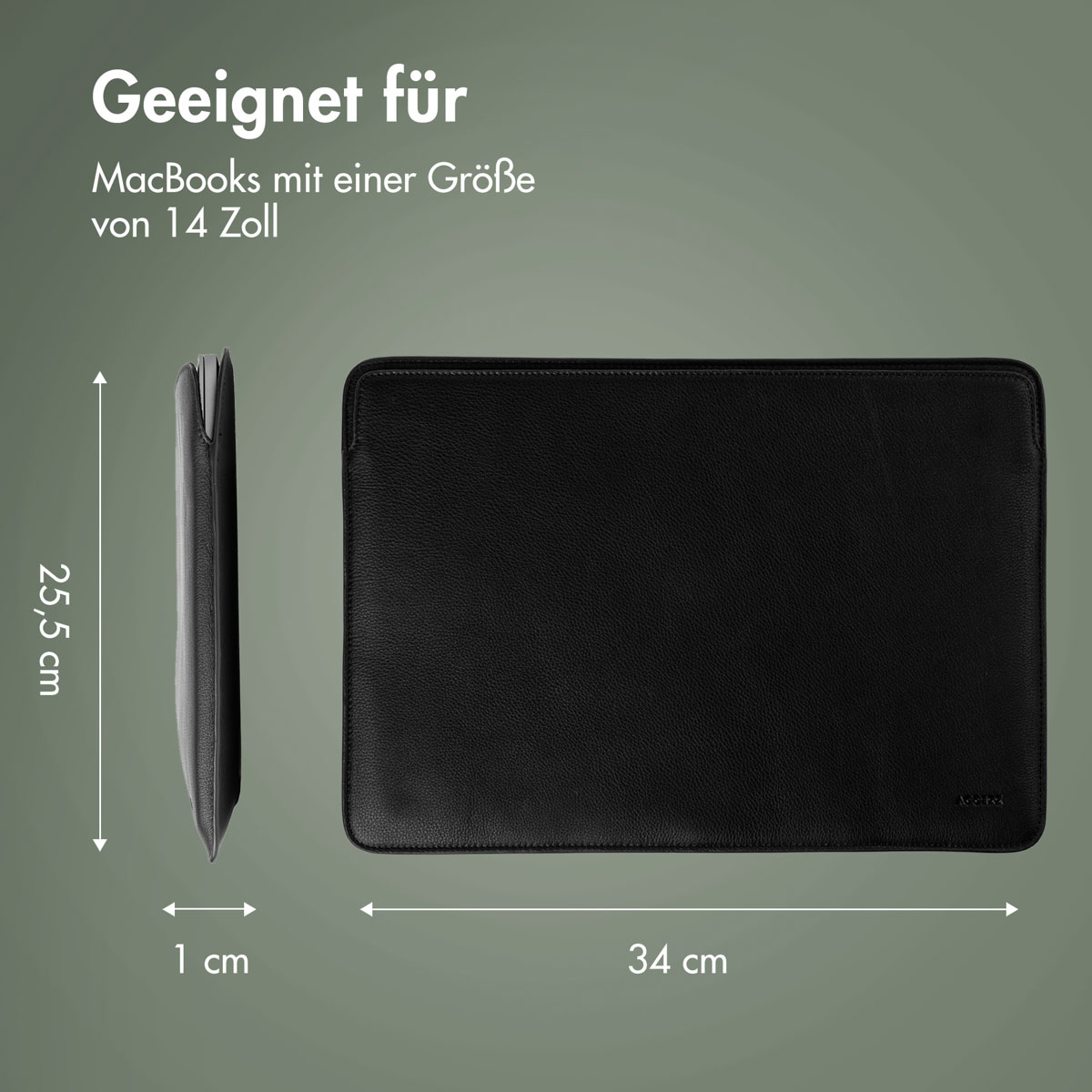 Accezz Leather Laptop hoes MacBook 14 inch - Laptopsleeve - Zwart
